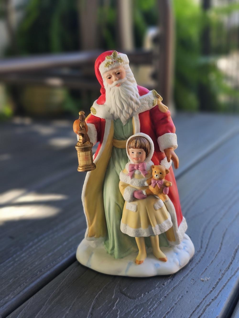 Vintage 1995 Avon Porcelain Santa Claus and Little Girl Figurine